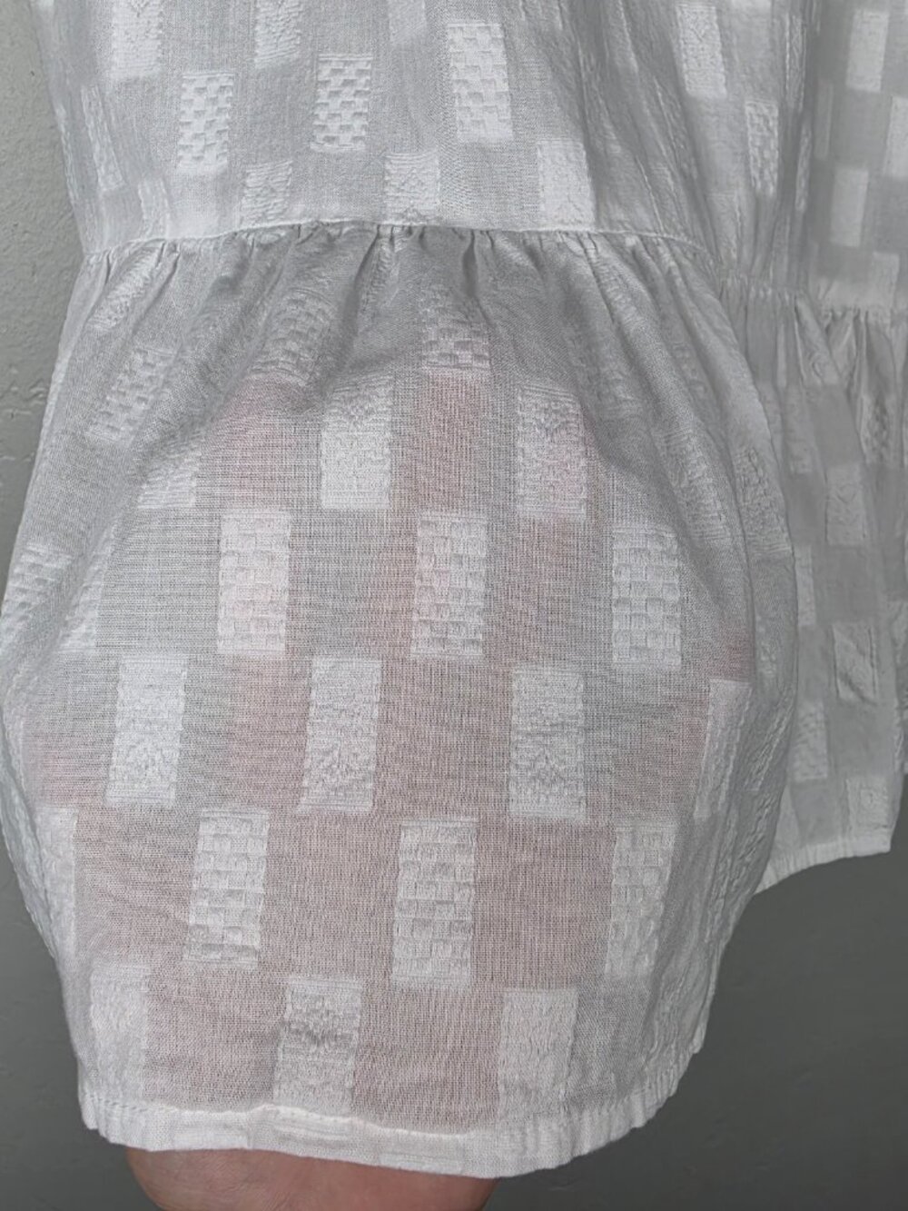 Madewell Medford Top Jacquard Short Sleeve Textured Peplum Blouse White Size 1X - Picture 10 of 13